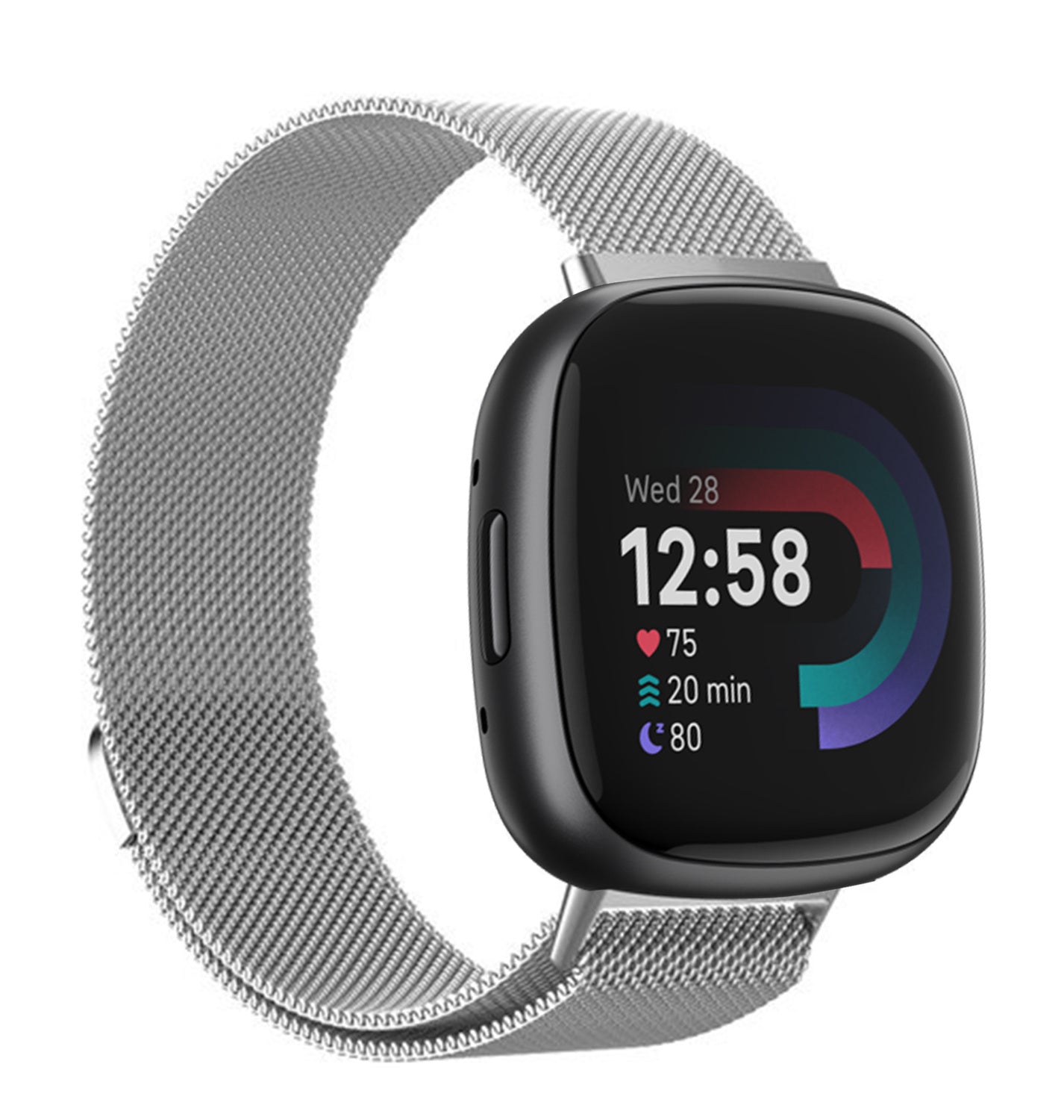 Fitbit Versa 4 Cinturino Milanese Finitura Argento Lucida