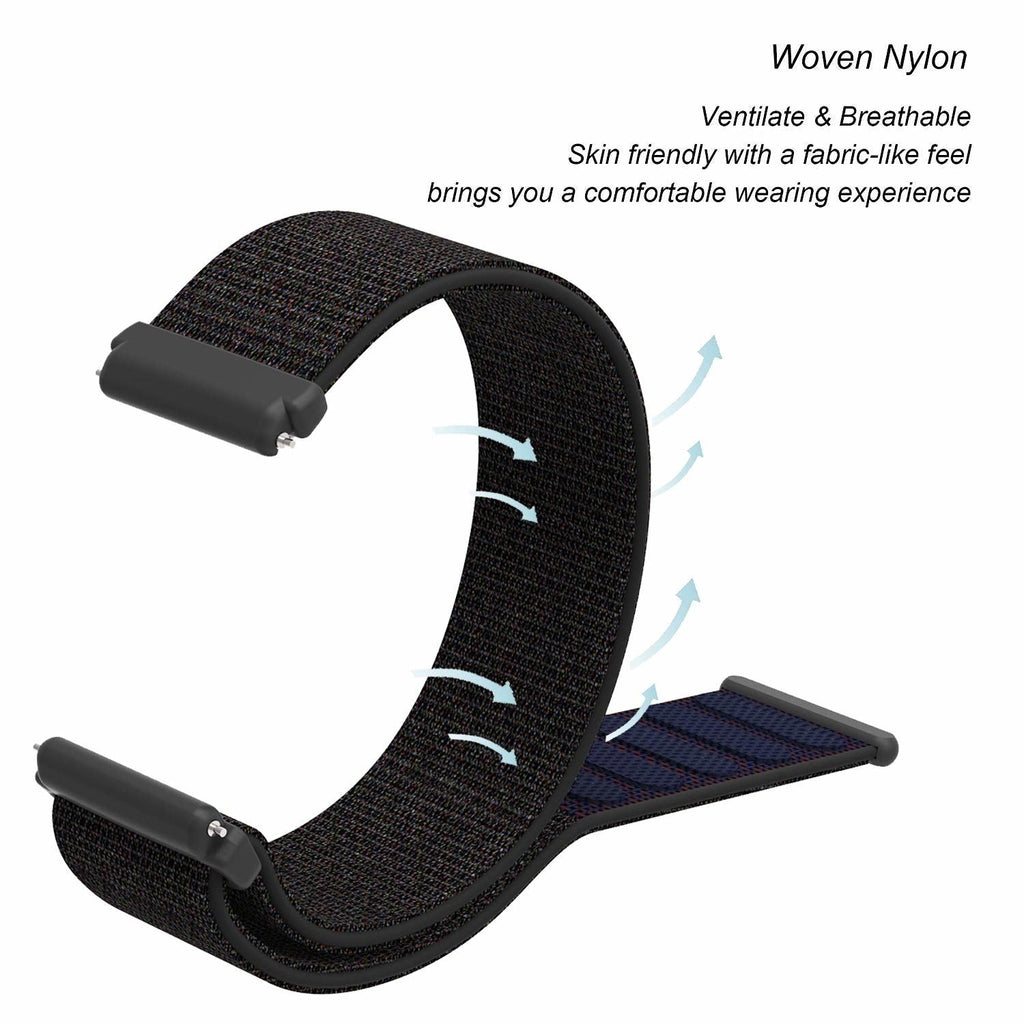 Cinturino in nylon nero per smartwatch Fitbit Versa e Versa 2