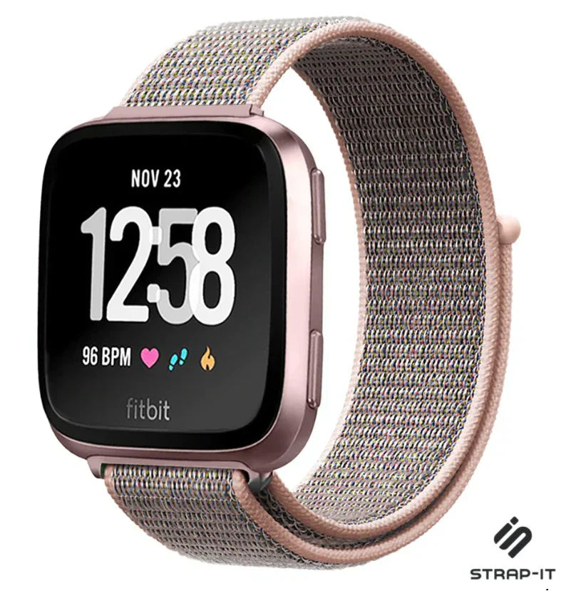 Elegantní růžový nylonový řemínek na zápěstí pro hodinky Fitbit Versa 2