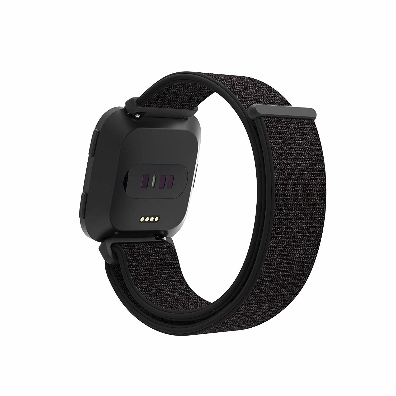 Cinturino in nylon nero per smartwatch Fitbit Versa e Versa 2
