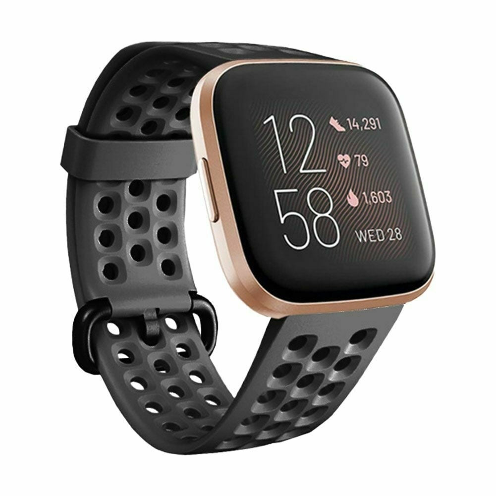 Black Breathable Strap Compatible With Fitbit Versa And Versa 2