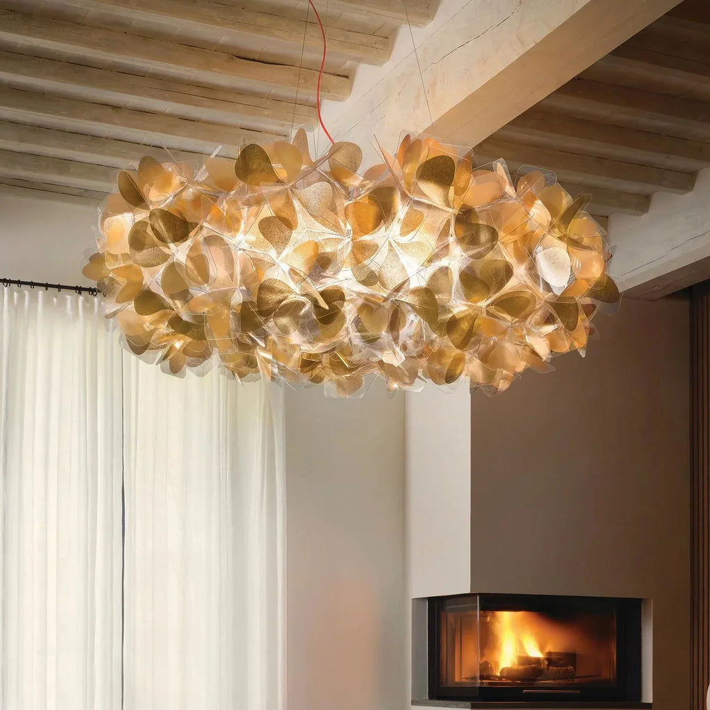Lampa wisząca w kształcie skupiska płatków kwiatów, biała lub złota | Ormexis