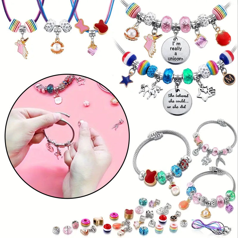 NovaJoy Girls Charm Bracelet Craft Kit For Creative Fun