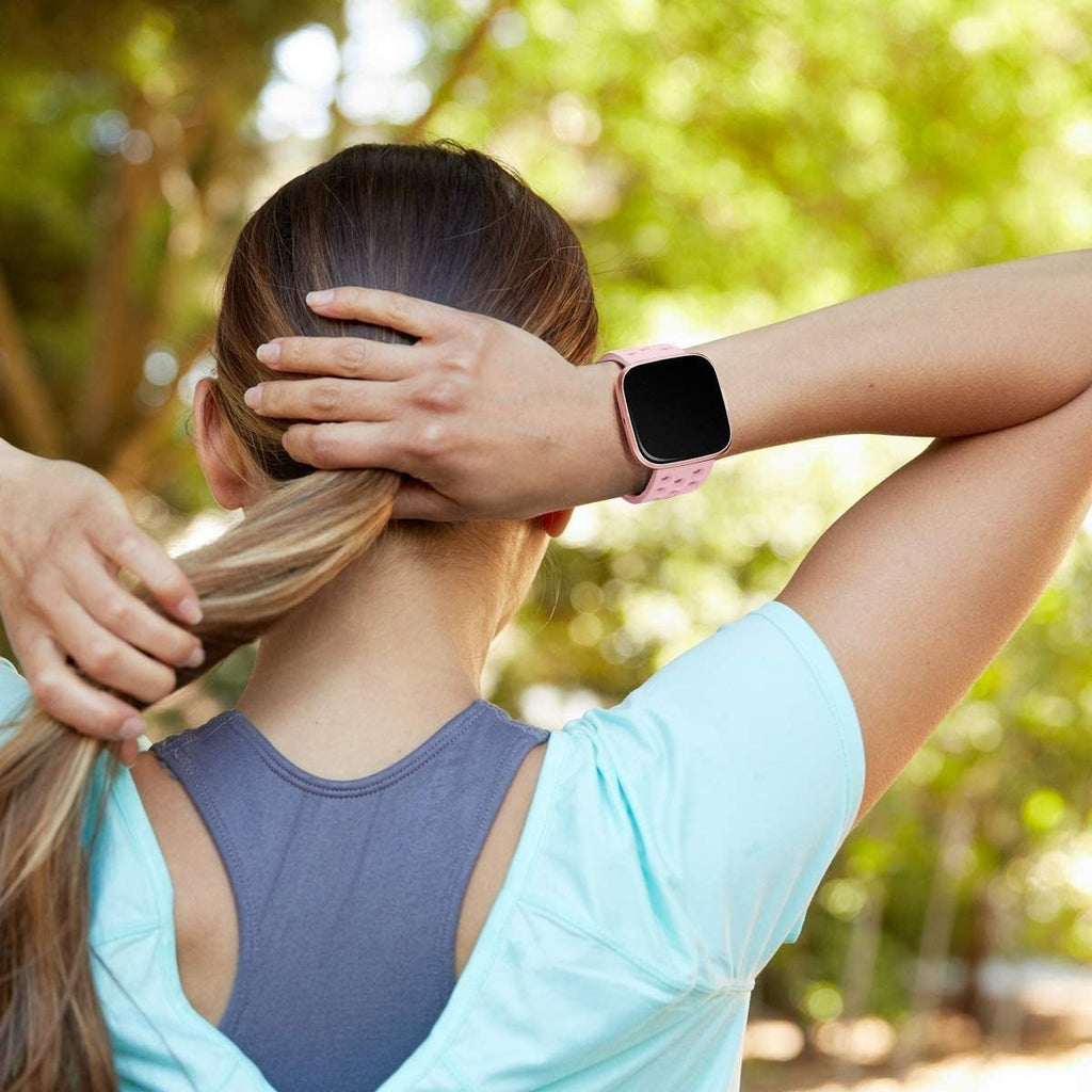 Fitbit Versa Armband, passend für Versa 2, aus atmungsaktivem pinkfarbenem Silikon
