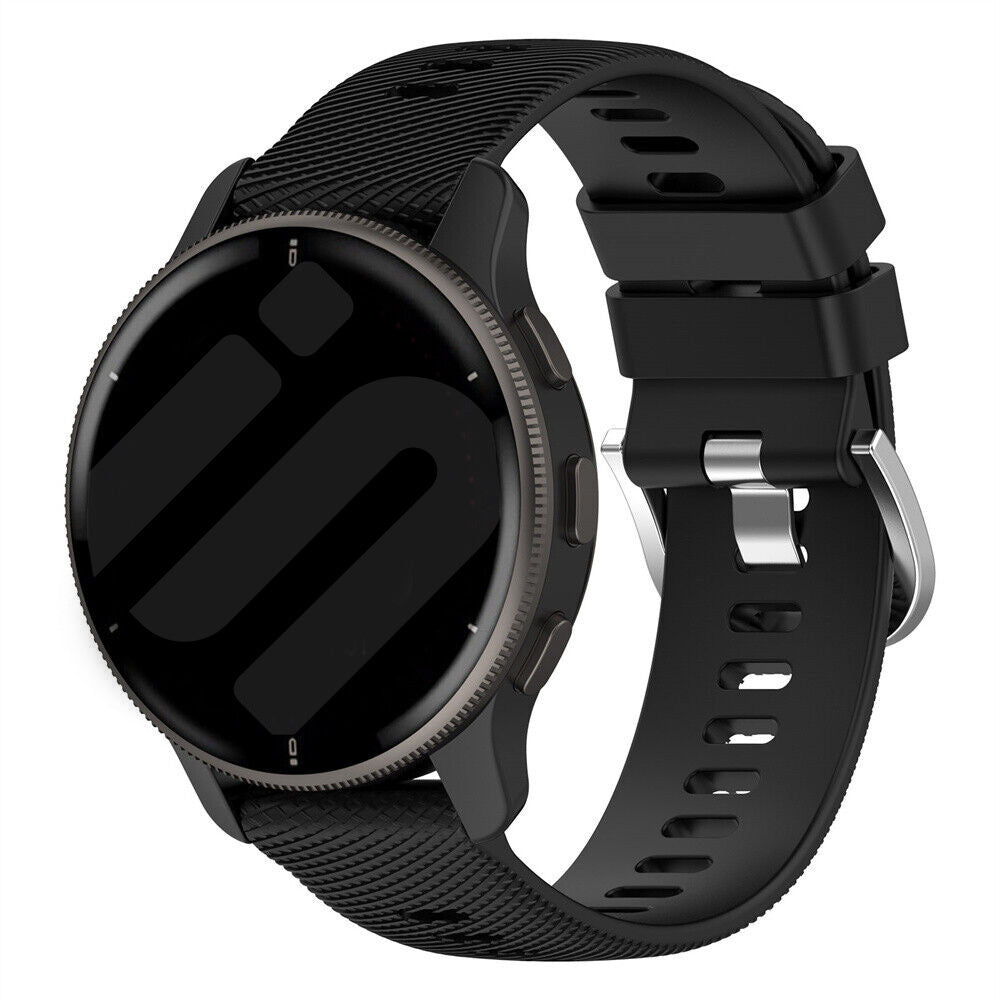 Garmin Vivoactive 3 Black Silicone Watch Band For Wristwatch