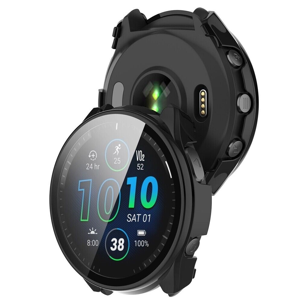 Garmin Forerunner 965 beskyttelsesetui med glasskjerm svart