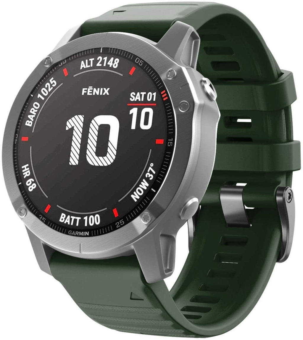Garmin Fenix 5X And 6X Silicone Strap In Dark Green