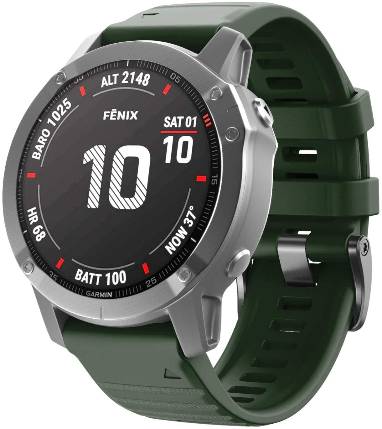 Silikonový řemínek Garmin Fenix 5X a 6X v tmavě zelené barvě