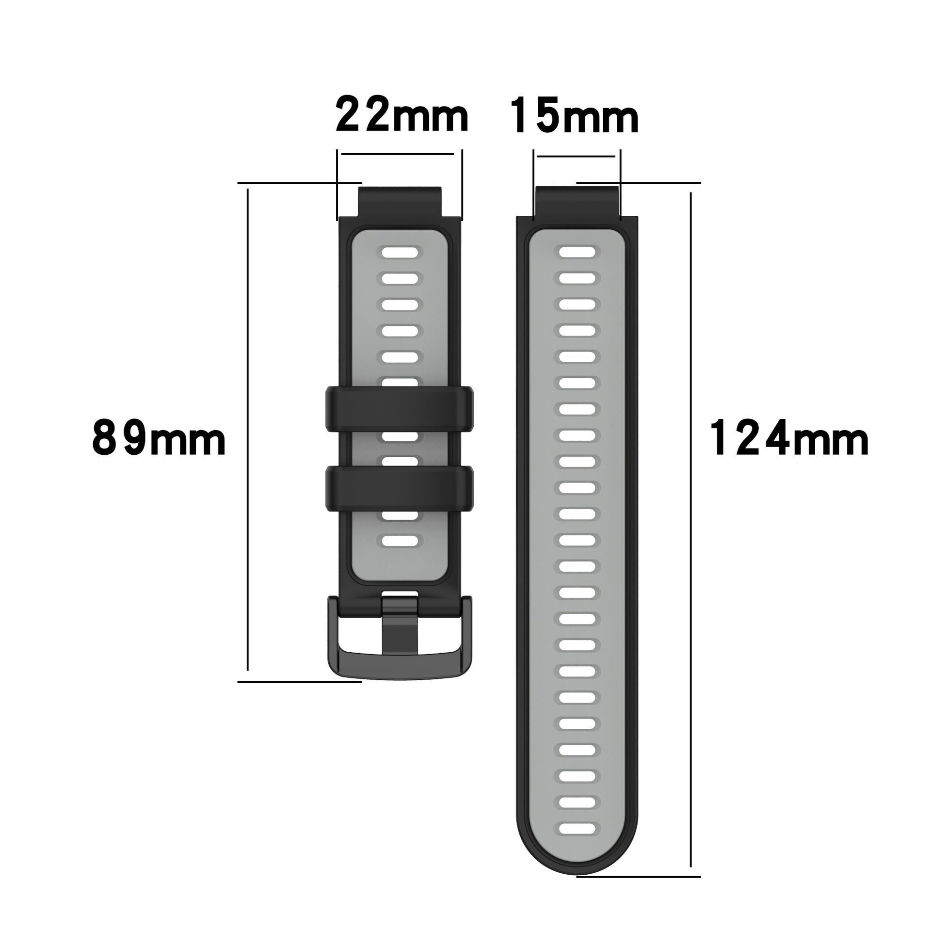 Cinturino sportivo nero grigio per Garmin Forerunner 735XT