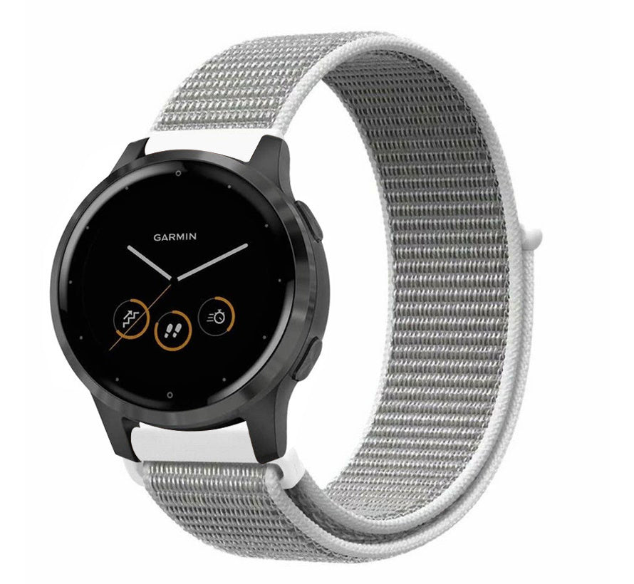 Grå nylonrem til Garmin Vivoactive 4S smartklokke