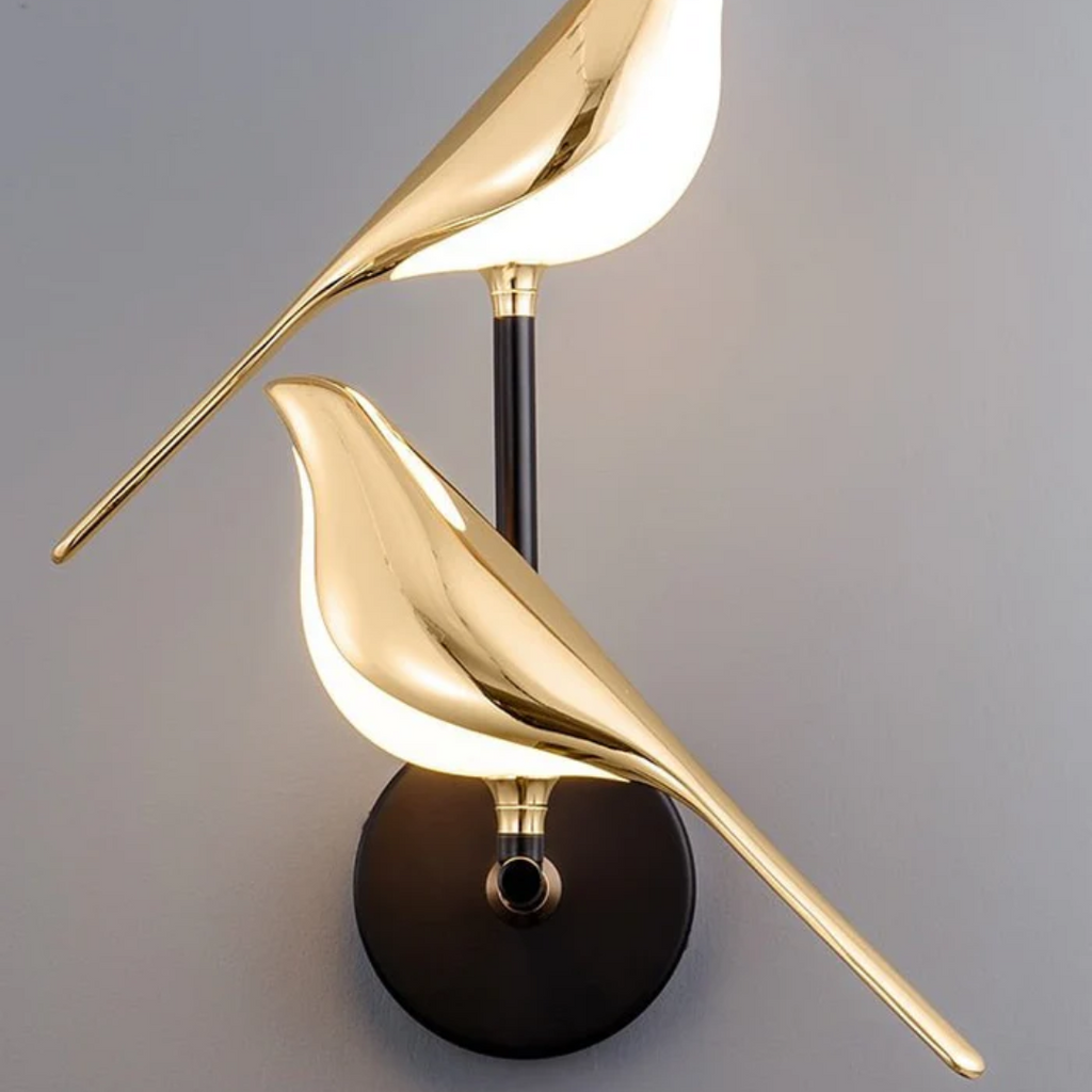 Goldene Vogelsilhouetten-Wandleuchte, moderne Wandleuchte | Ormexis