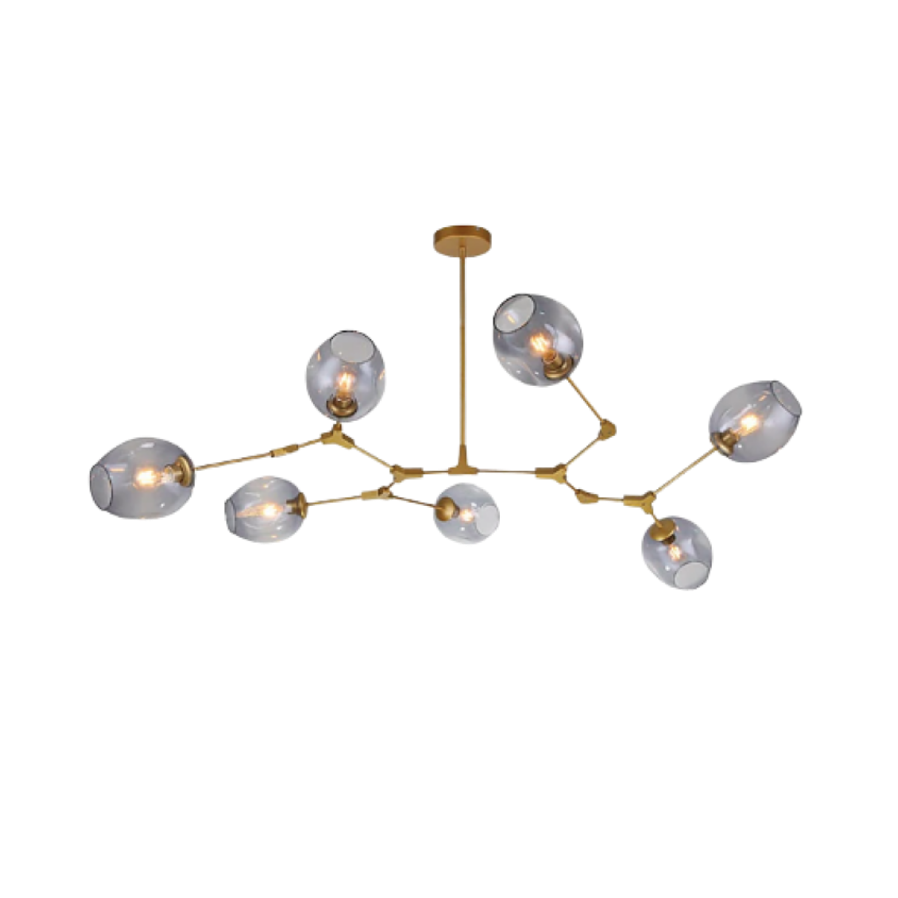 Gold Mid Century Clear Glass Globe Chandelier Branching Ceiling Light | Ormexis