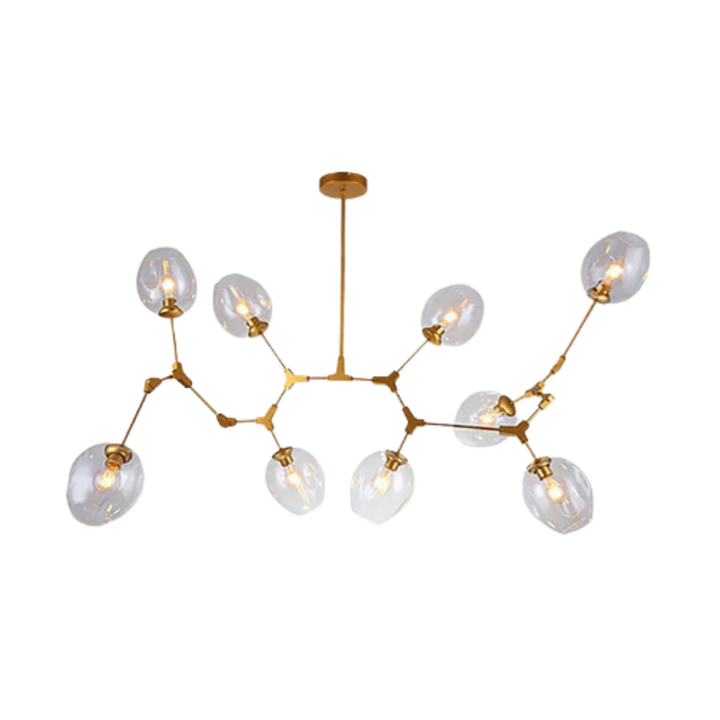 Gold Mid Century Clear Glass Globe Chandelier Branching Ceiling Light | Ormexis