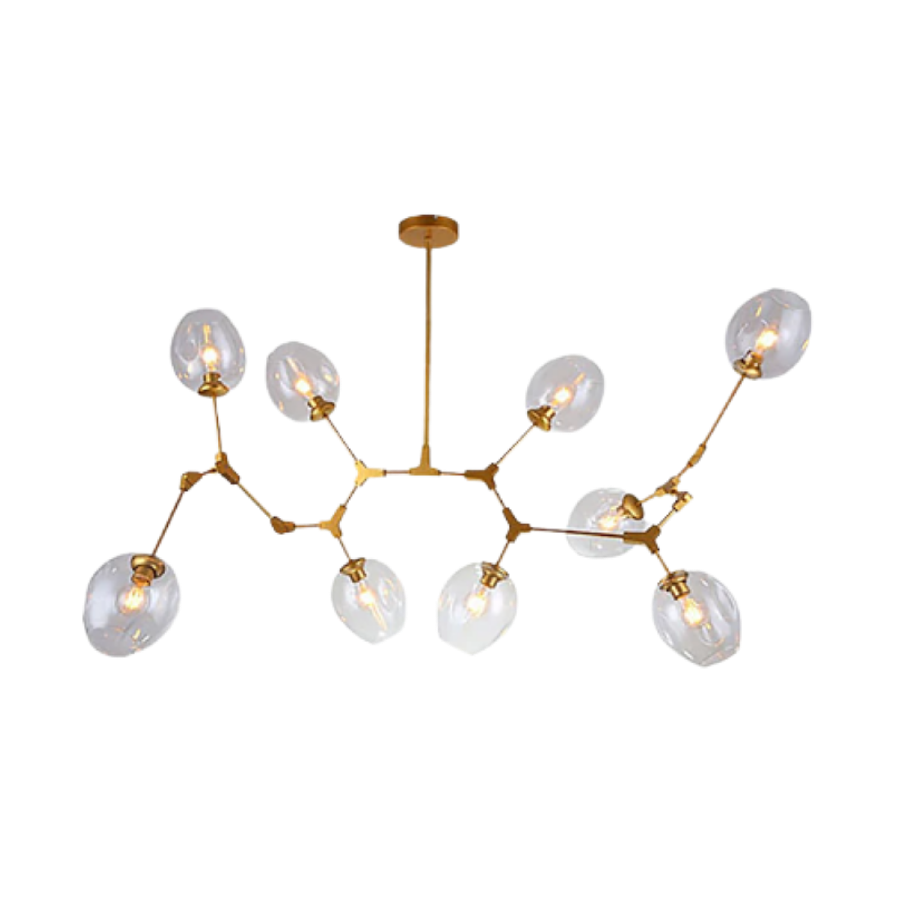 Gold Mid Century Clear Glass Globe Chandelier Branching Ceiling Light | Ormexis