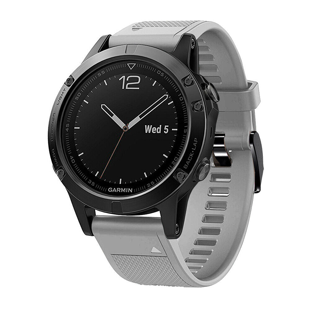 Grey Silicone Band For Garmin Fenix 5 Plus And Fenix 6 Pro Watches