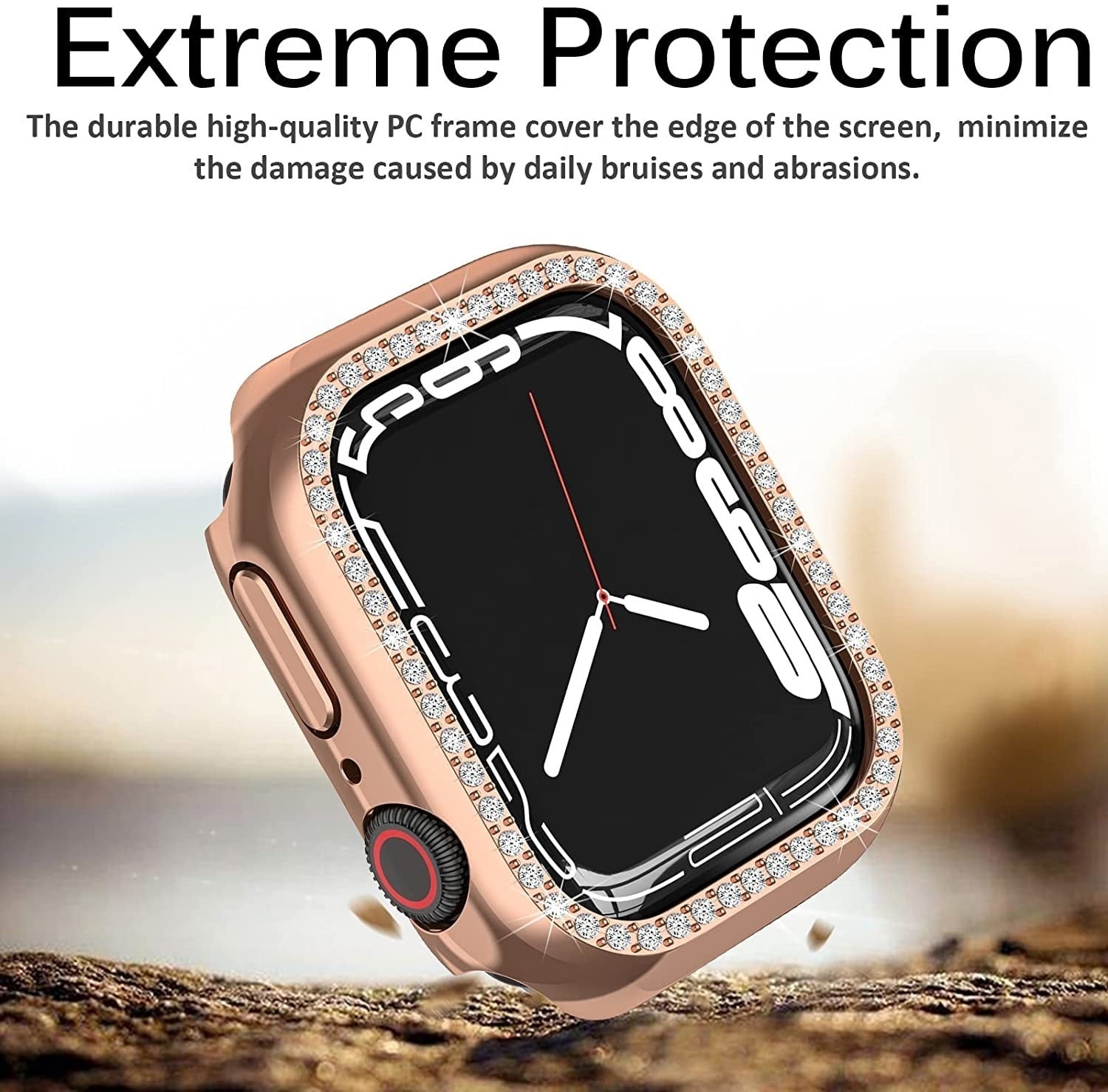 Capa Rígida para Apple Watch com Diamante em Ouro Rosa