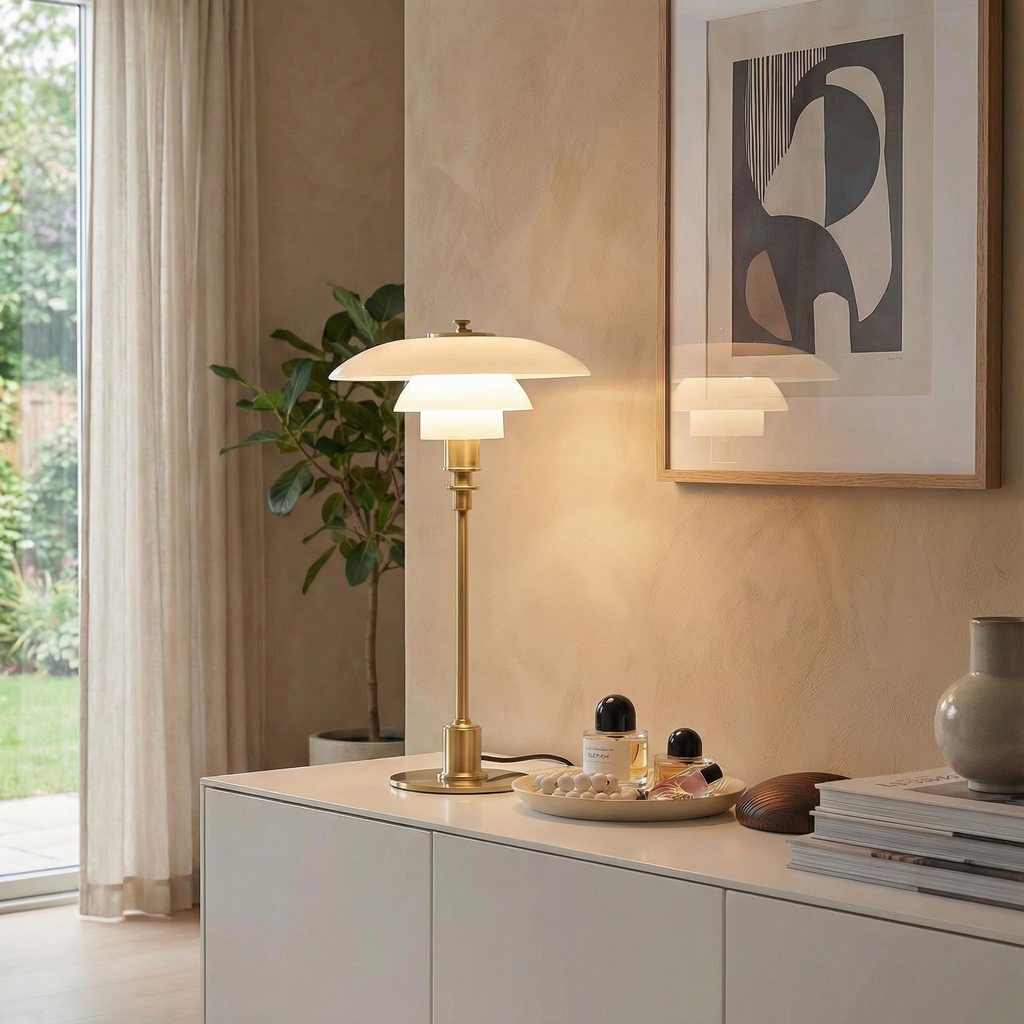 Nordica Halo Scandinavian Glass Table Lamp | Ormexis