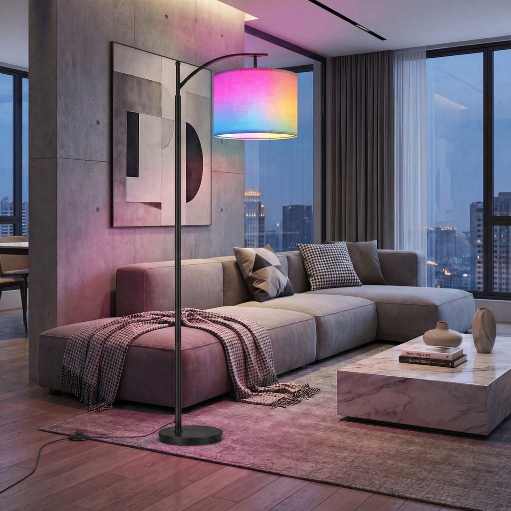מנורת רצפה חכמה Auralux עם תאורת LED ו-Bluetooth – תאורת אווירה בעמעום | Ormexis