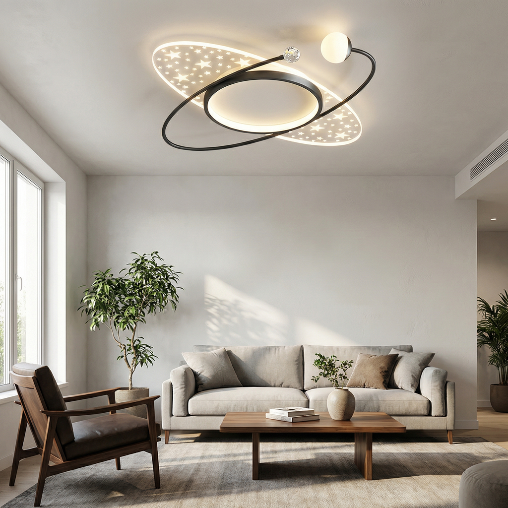 Plafonnier LED ovale en forme d’étoile et d’orbite | Ormexis