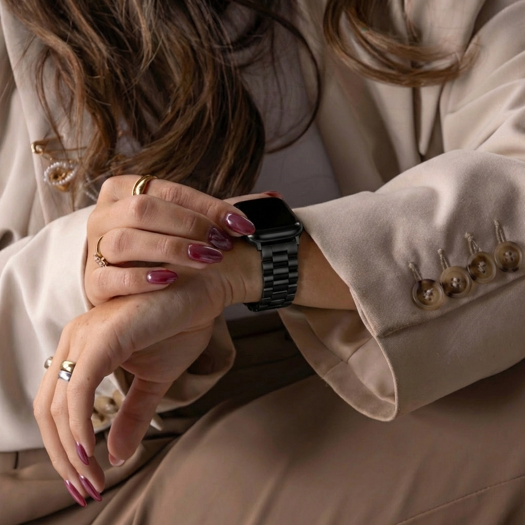 Apple Watch用プレジデンシャルブラックスチールバンド