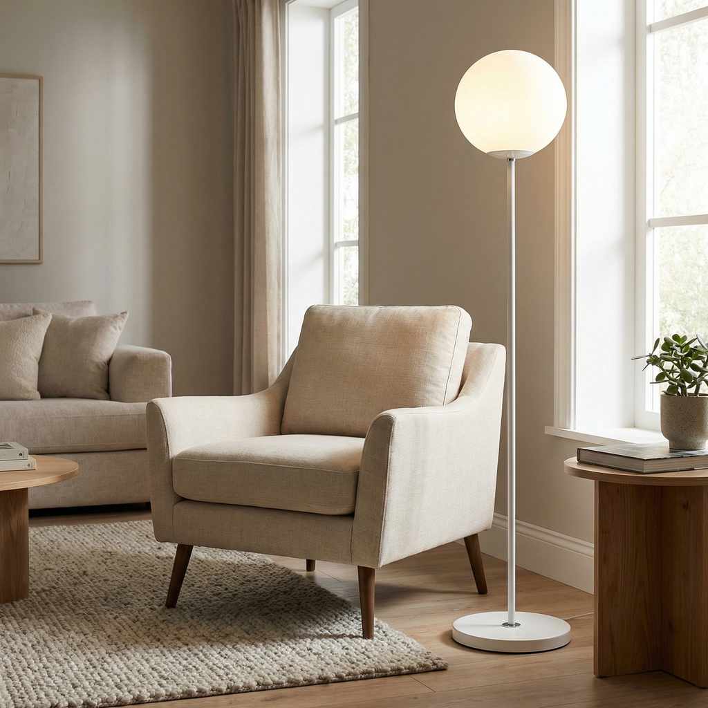 Moderne nordische Globus-Stehlampe