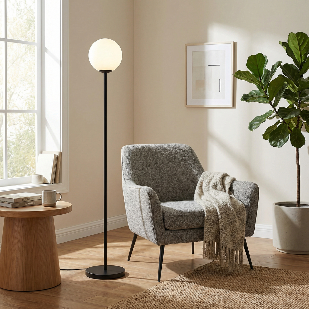 Moderne nordische Globus-Stehlampe