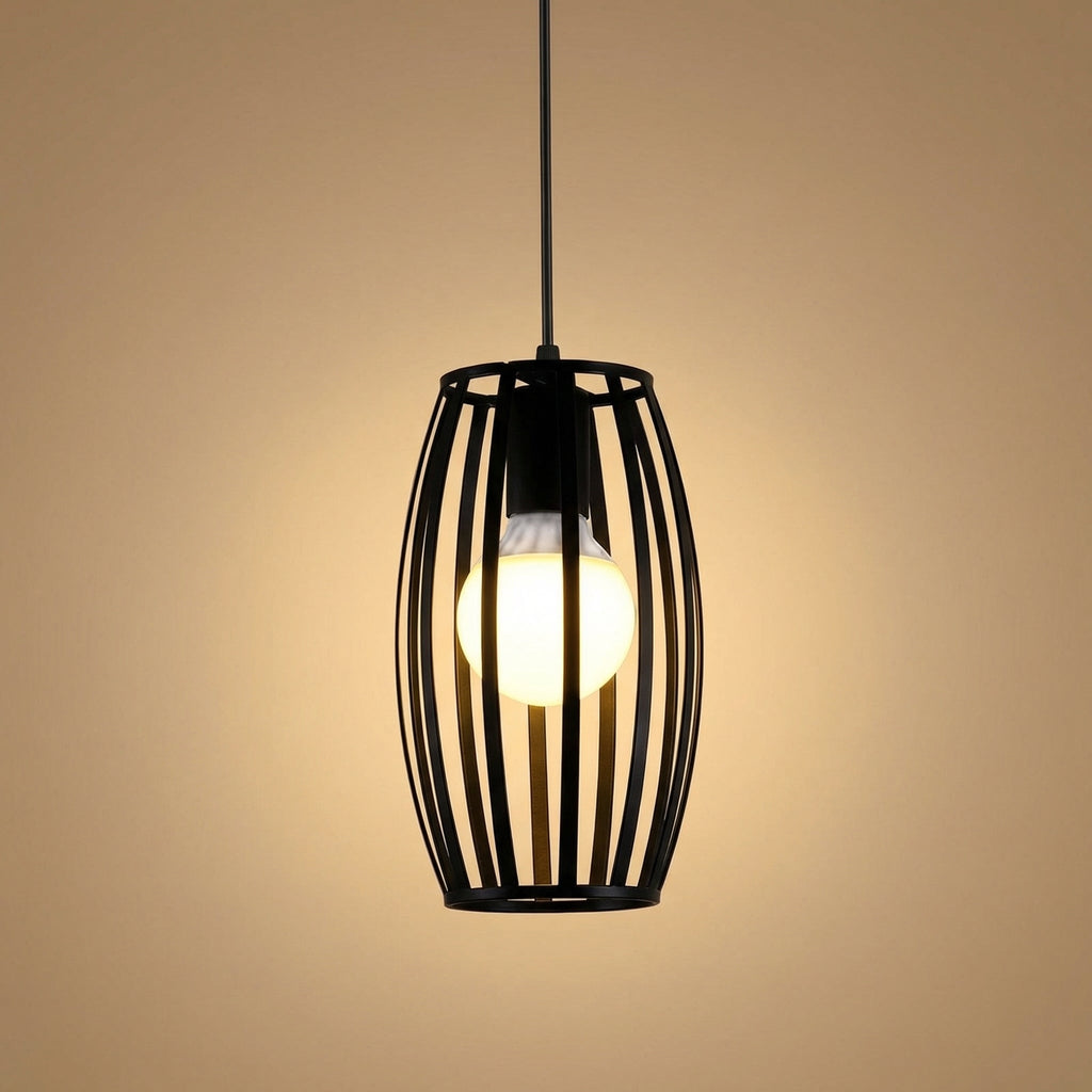 Nordische zwarte ovale kooihanglamp | Ormexis