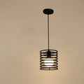 Scandinavische zwarte gestreepte hanglamp met cilindervormige kooi | Ormexis