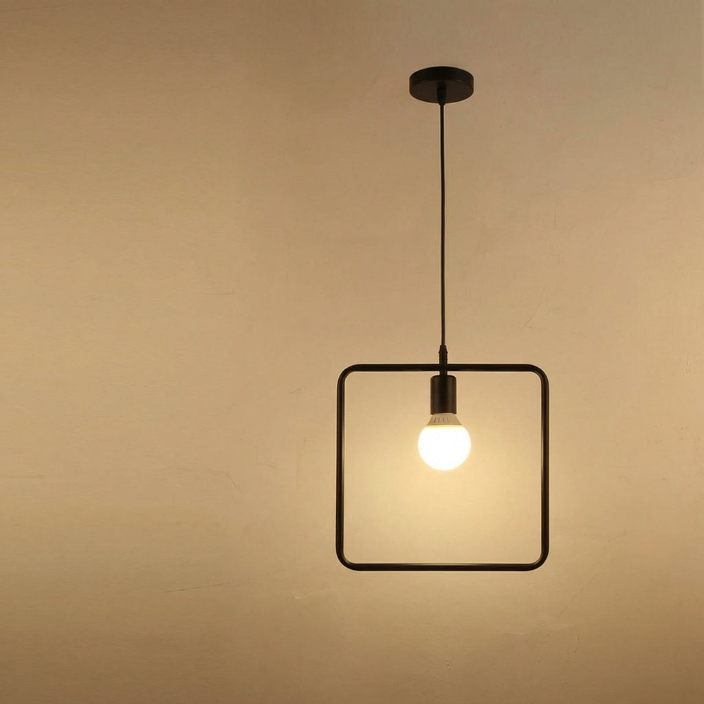 Luminária pendente quadrada preta nórdica | Ormexis