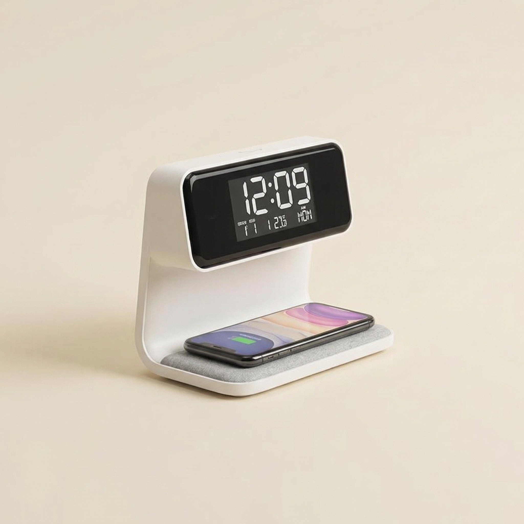 Réveil intelligent 3-en-1 avec veilleuse et recharge sans fil | Ormexis