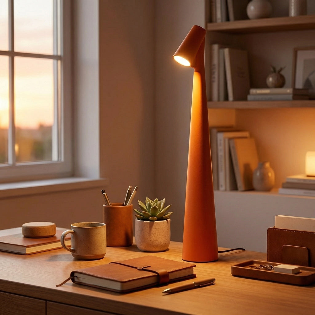 Lámpara de mesa LED cónica recargable – Táctil | Ormexis
