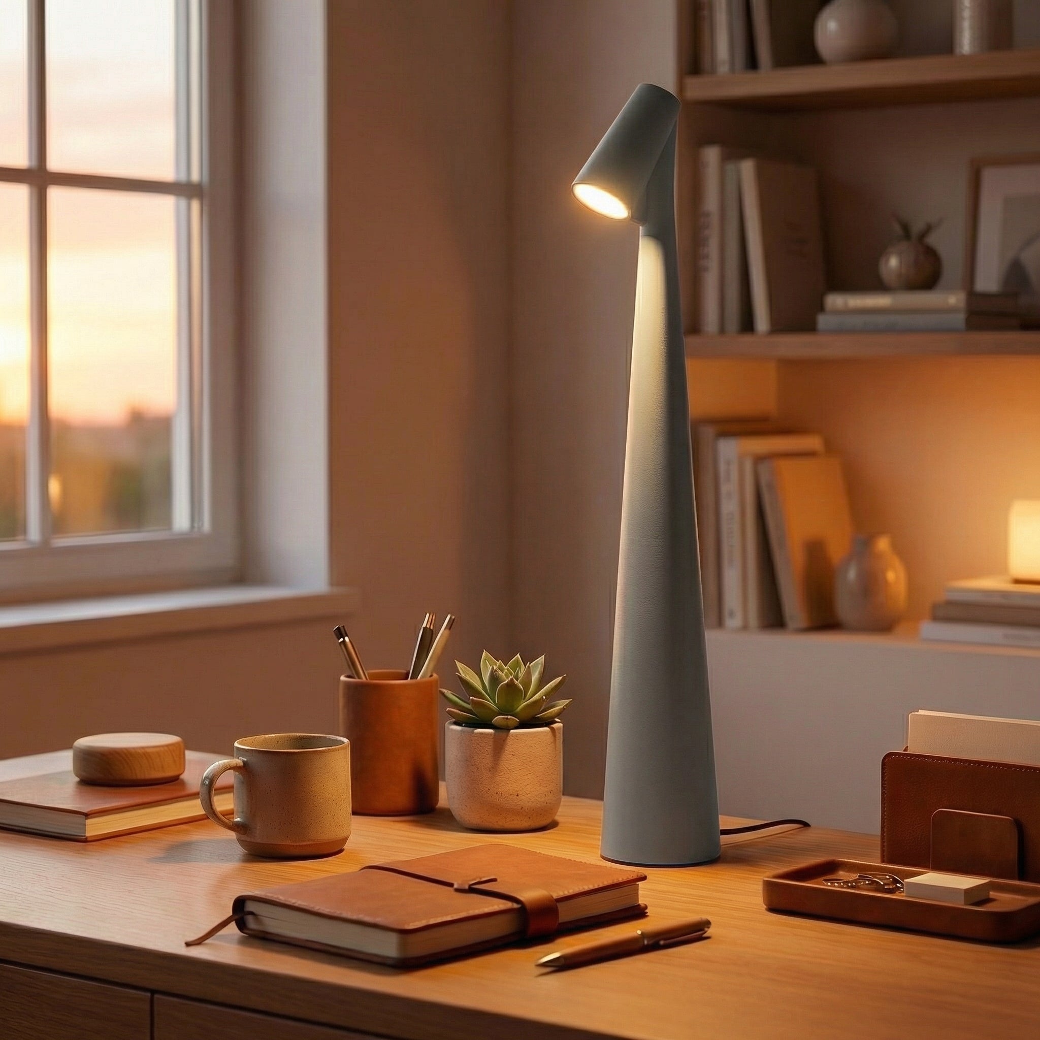 Lámpara de mesa LED cónica recargable – Táctil | Ormexis