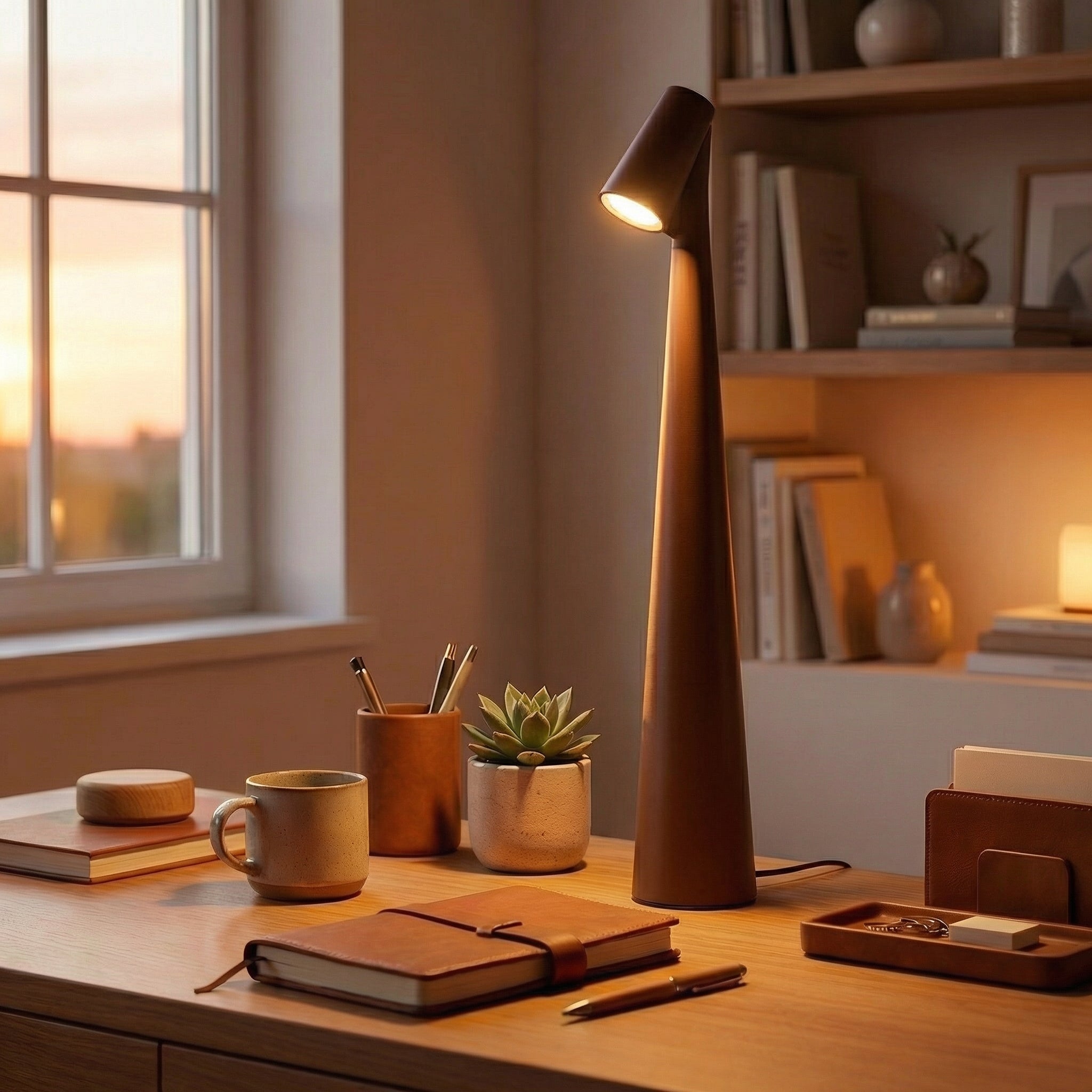 Lámpara de mesa LED cónica recargable – Táctil | Ormexis