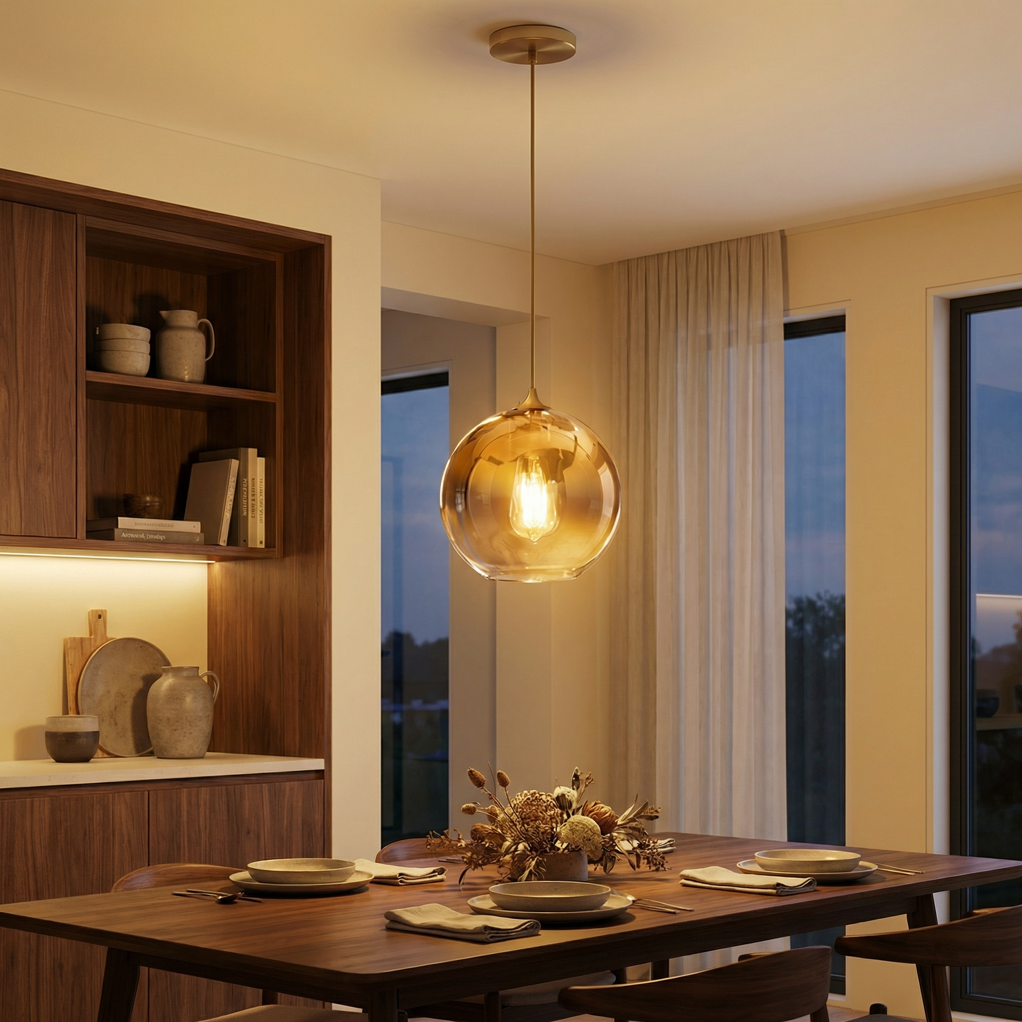 Nordisk glasspendel med én lampe | Ormexis