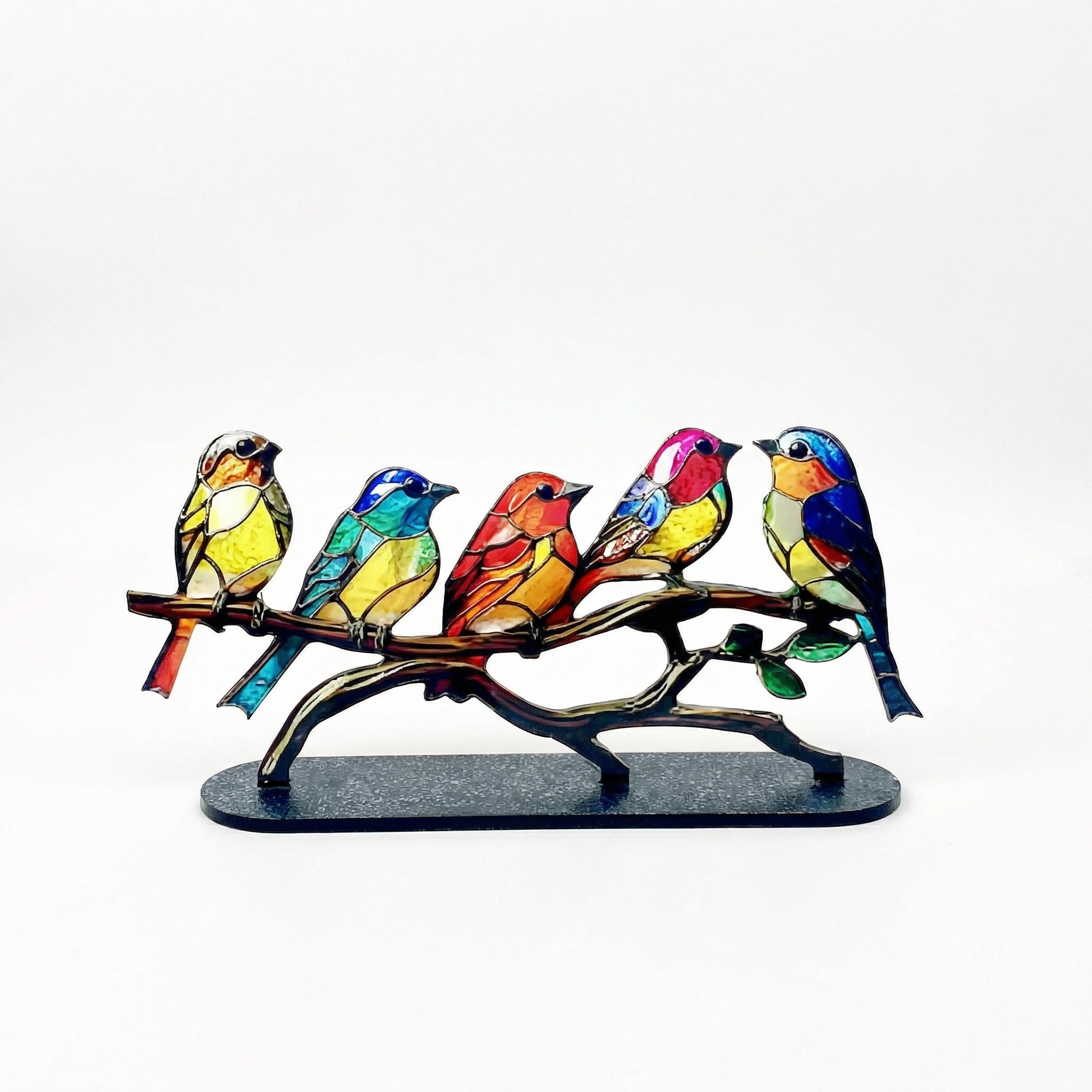 Ornement acrylique multioiseaux sur branche | Ormexis