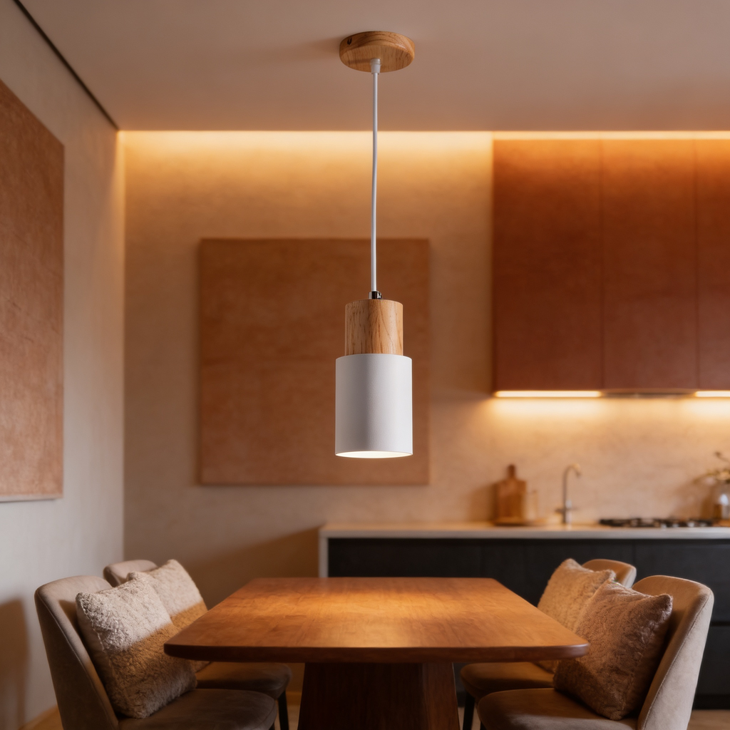 Nordic Wood Cylinder Pendant Light | Ormexis