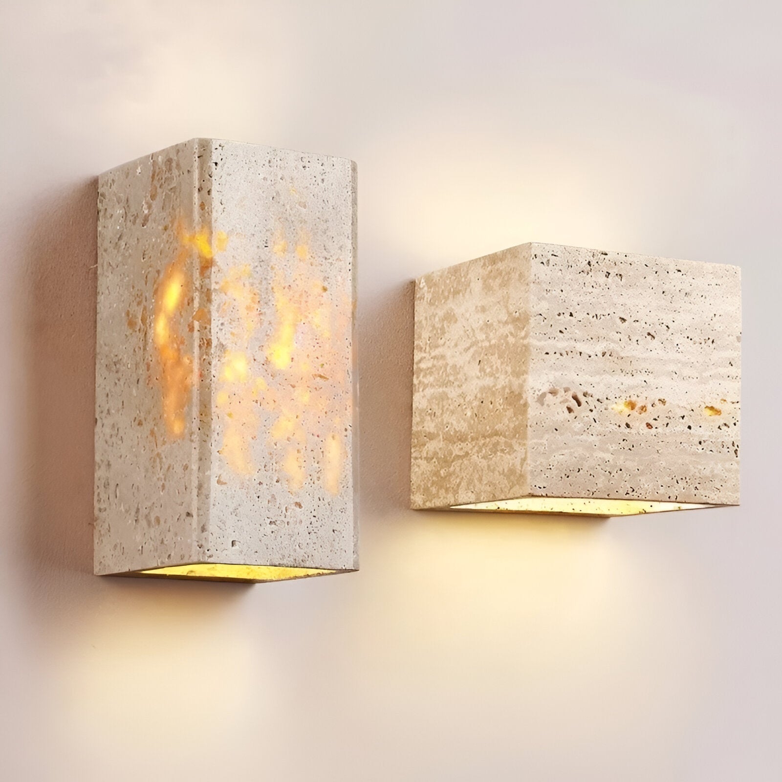 Travertine Cube Wall Sconce | Ormexis