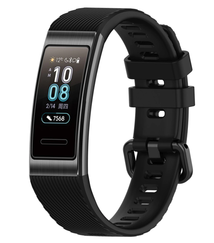Bracelet en silicone noir pour remplacement du bracelet Huawei Band 3/4 Pro