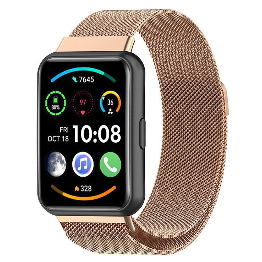 Acessório de Correia Milanesa Dourada Rosa para Huawei Watch Fit 2