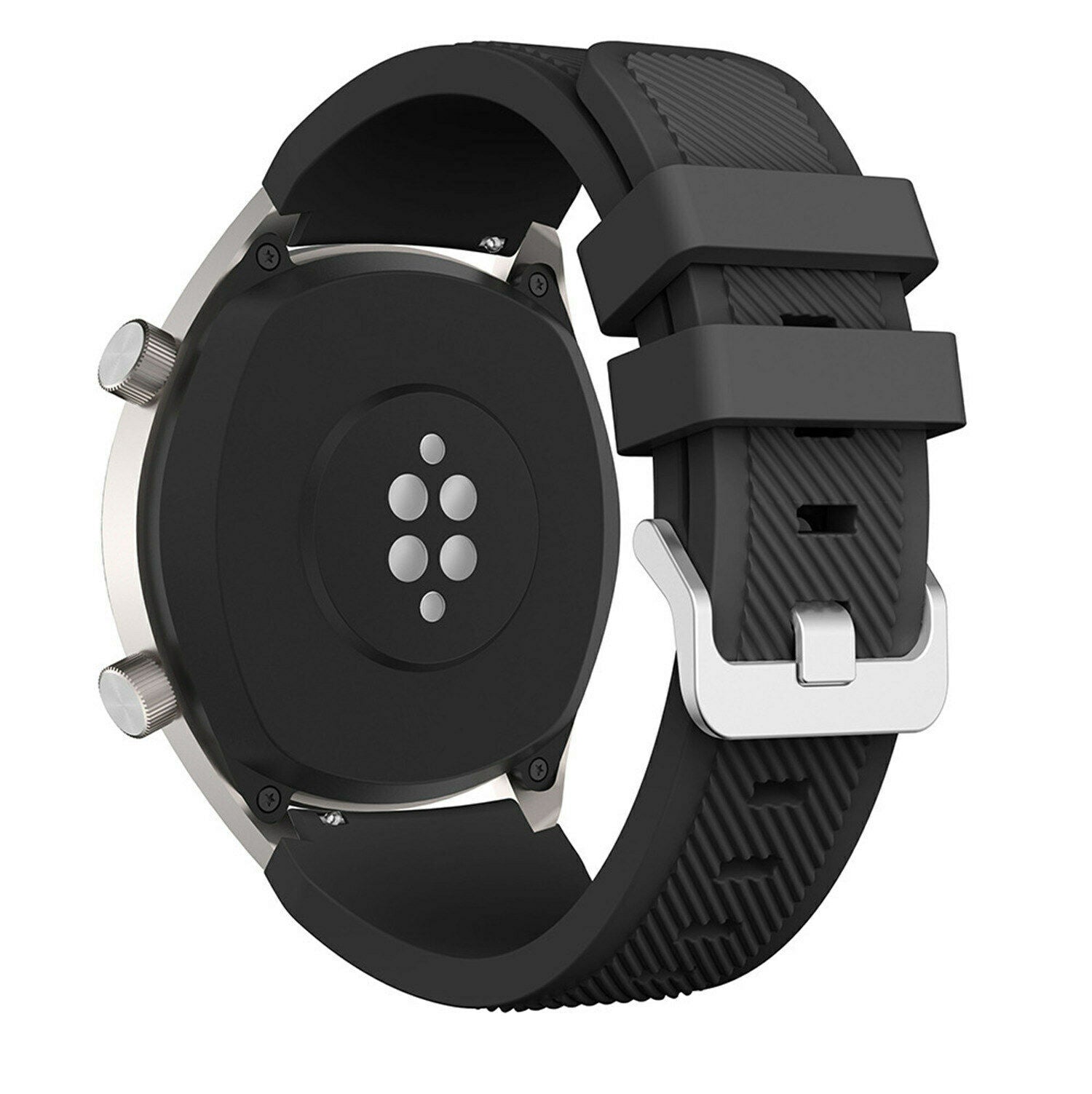 Huawei Watch GT 2 com Bracelete de Silicone Preta e Fivela de Metal