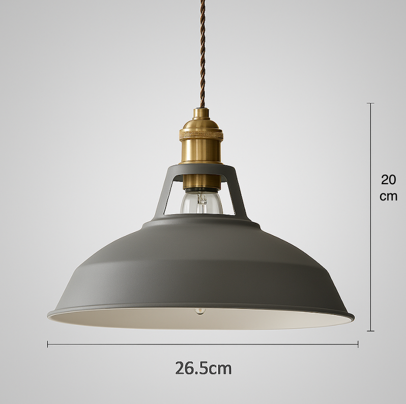 Lustră suspendată industrială, colorată, cu cupolă metalică, pentru bucătărie în stil rustic, cu LED | Ormexis