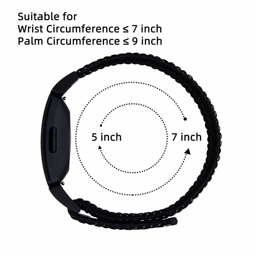 Black Nylon Wrist Strap For Fitbit Inspire HR And Inspire 2