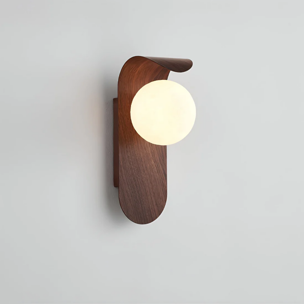 Japandi Wood Wall Sconce Round Globe Shade LED Wall Light | Ormexis