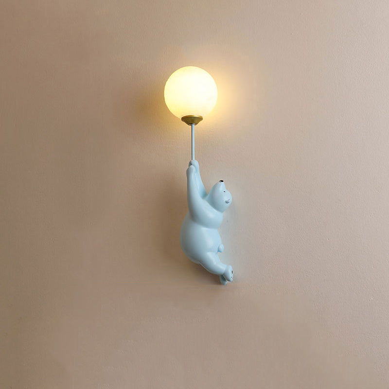 Kids Bear Holding Balloon Wall Light Bedroom Novelty Wall Lamp | Ormexis