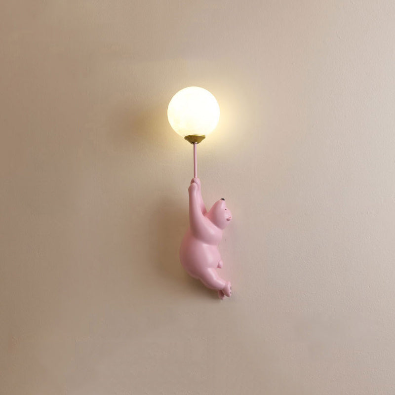 Kids Bear Holding Balloon Wall Light Bedroom Novelty Wall Lamp | Ormexis