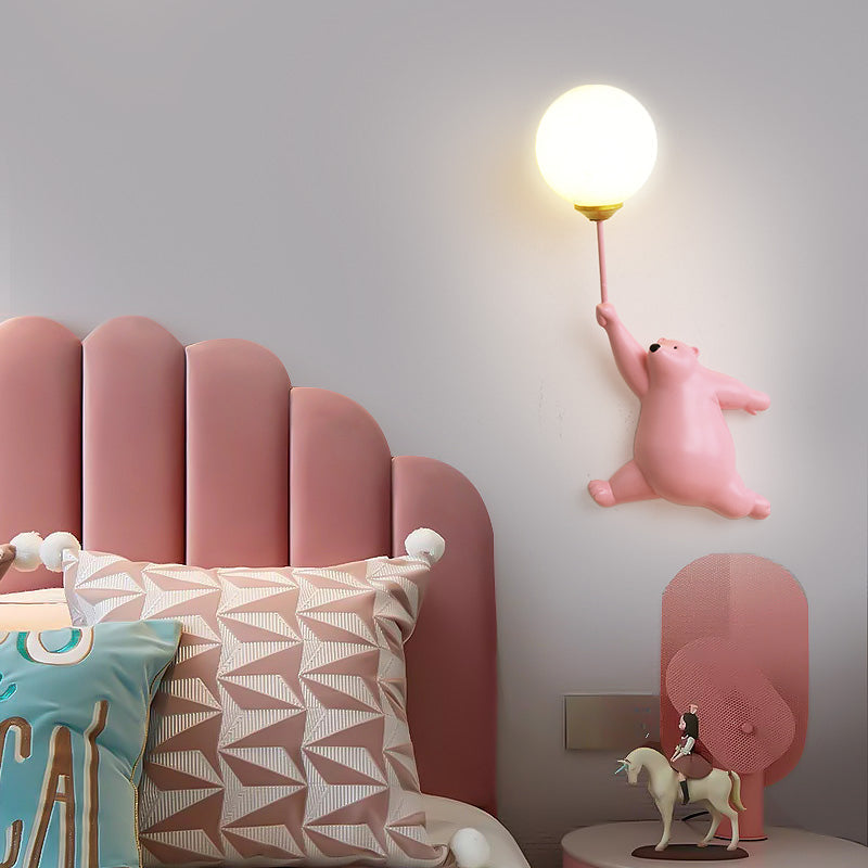 Kids Bear Holding Balloon Wall Light Bedroom Novelty Wall Lamp | Ormexis