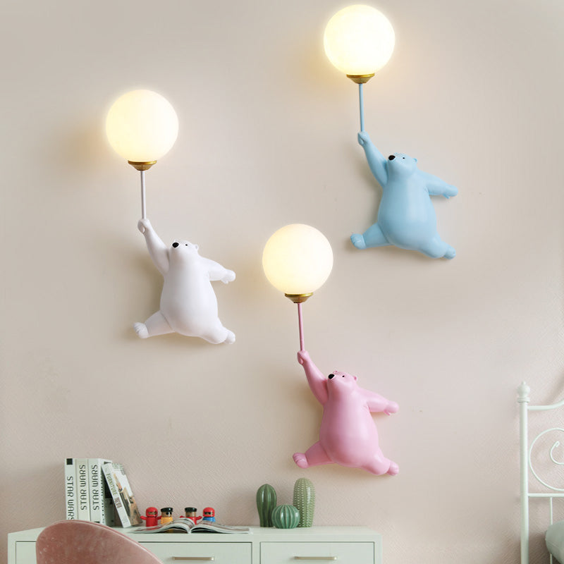Kids Bear Holding Balloon Wall Light Bedroom Novelty Wall Lamp | Ormexis