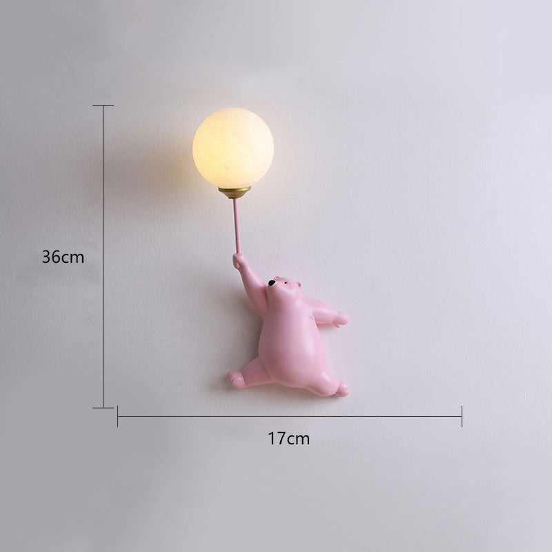Kids Bear Holding Balloon Wall Light Bedroom Novelty Wall Lamp | Ormexis