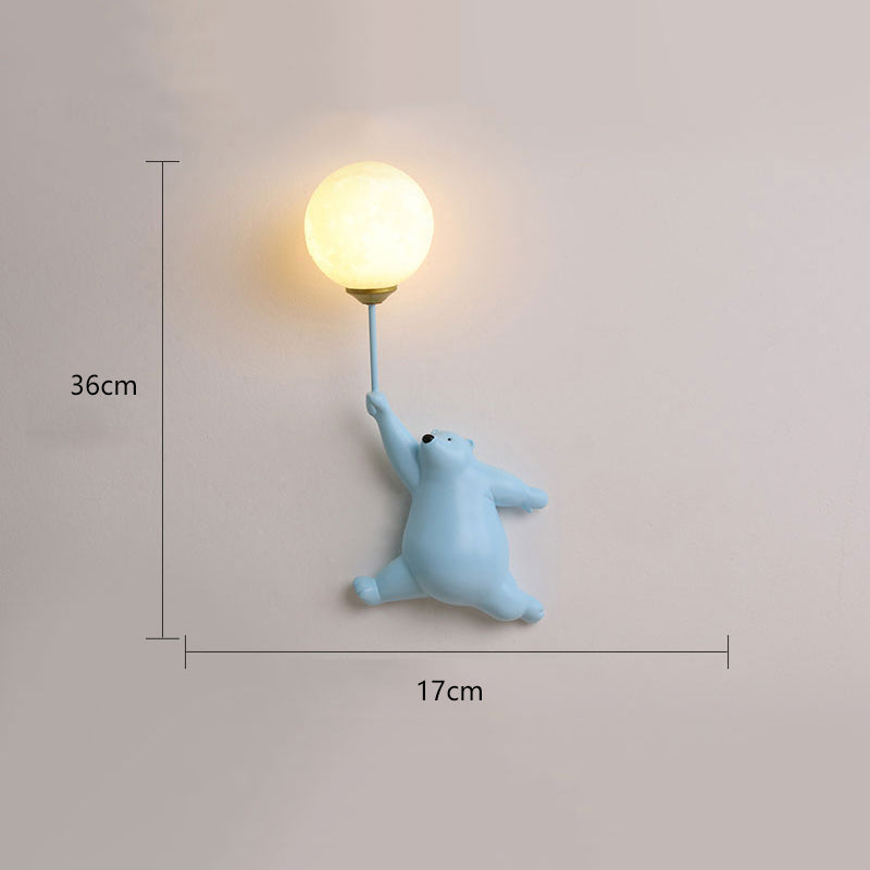 Kids Bear Holding Balloon Wall Light Bedroom Novelty Wall Lamp | Ormexis