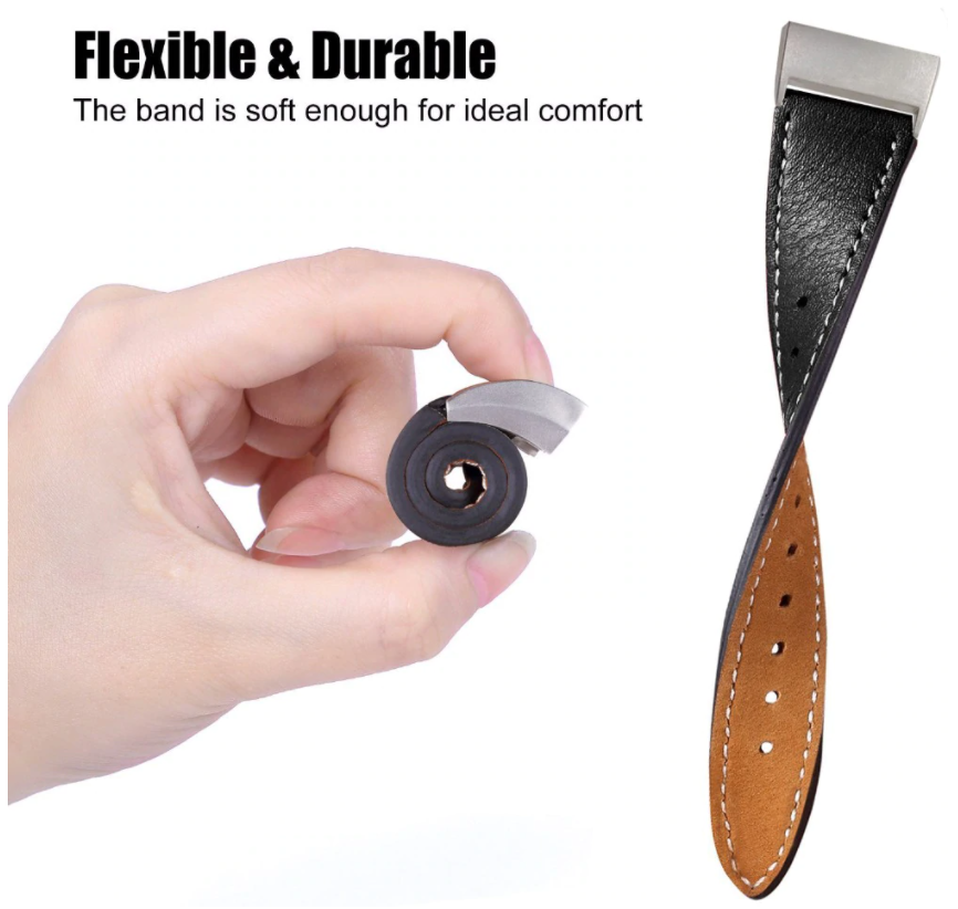Black Faux Leather Strap For Fitbit Charge 4 Watch